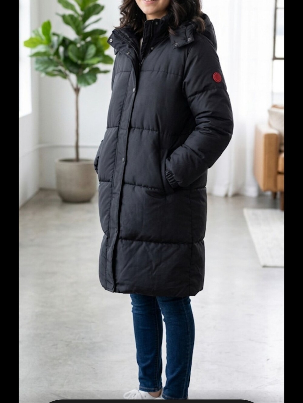 Love Kids Black Long Hooded Puffer Coat